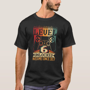 Camiseta Nível 6 Desbloqueado Incrível 2017 Garoto 6 Birthd