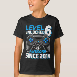 Camiseta Nível 6 Desbloqueado Incrível Desde 2014 Jogo 6º