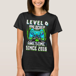 Camiseta Nível 6 Desbloqueado Incrível desde 2016 Video Gam