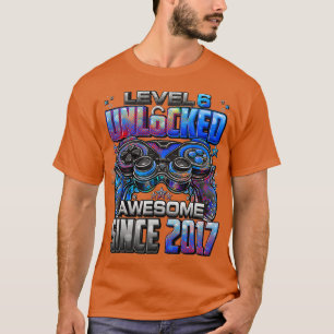 Camiseta Nível 6 Desbloqueado Incrível Desde 2017 6 Birthda