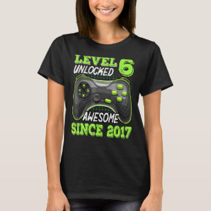 Camiseta Nível 6 Desbloqueado Incrível Desde a 6 do Jogo de