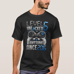 Camiseta Nível 6 Desbloqueado Incrível Desde o Aniversário