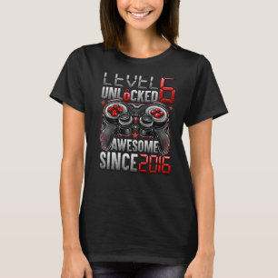 Camiseta Nível 6 Desbloqueado Incrível Desde o Aniversário