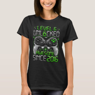Camiseta Nível 6 Desbloqueado Incrível Desde o Aniversário 