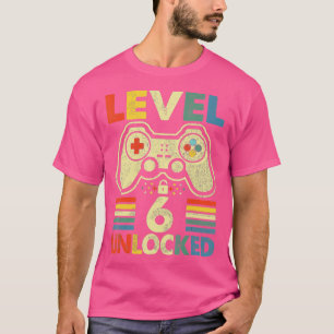 Camiseta Nível 6 Garoto de Aniversário de 6 Anos Videos gam