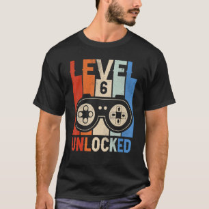 Camiseta Nível 6 Garoto de Aniversário de 6 Anos Videos gam