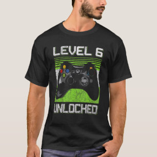 Camiseta Nível 6 Jogador de vídeo desbloqueado com 6 anos d