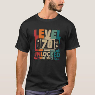 Camiseta Nível 70 Desbloqueado Espetacular 1952 Video Gamer