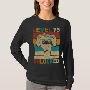 Camiseta Nível 75 Desbloqueado Jogador de 75 Anos de Idade