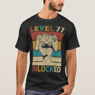 Camiseta Nível 77 Desbloqueado 77º Aniversário Gamer 77 Ano