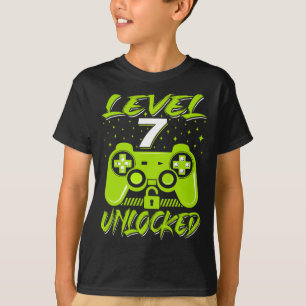 Camiseta Nível 7 7 de jogos de vídeo desbloqueados Aniversá