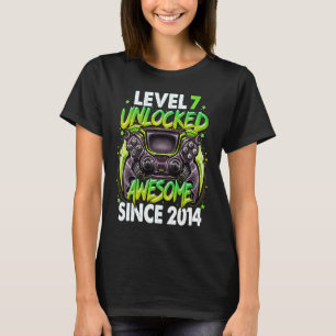 Camiseta Nível 7 Desbloqueado Incrível Desde 2014 7 Birthda