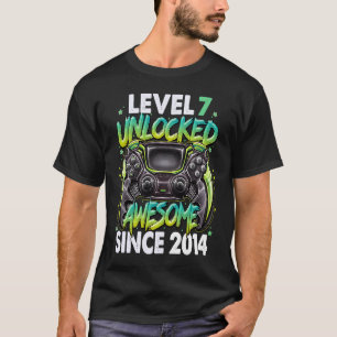 Camiseta Nível 7 Desbloqueado Incrível Desde 2014 7 Birthda
