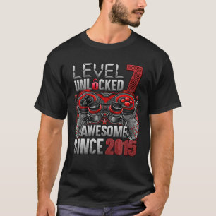 Camiseta Nível 7 Desbloqueado Incrível Desde 2015 7 Birthda