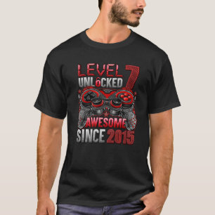 Camiseta Nível 7 Desbloqueado Incrível Desde 2015 7 Birthda