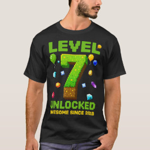 Camiseta Nível 7 Desbloqueado Incrível Desde 2018 Pixel Ani