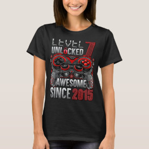 Camiseta Nível 7 Desbloqueado Incrível Desde o Aniversário 