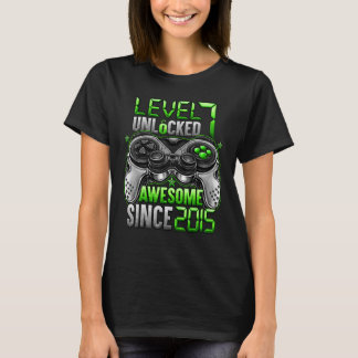 Camiseta Nível 7 Desbloqueado Incrível Desde o Aniversário