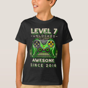 Camiseta Nível 7 Desbloqueado Jogo de Vídeo Aniversário de