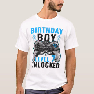 Camiseta Nível 7 Garoto de aniversário desbloqueado de 7 an