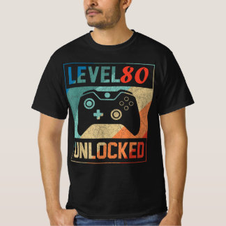 Camiseta Nível 80 desbloqueado, 80 de jogos de vídeo, parab