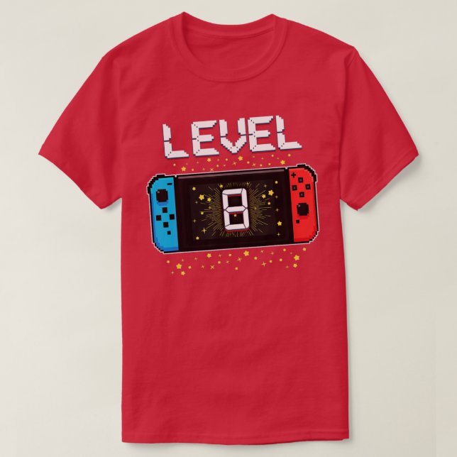 Camiseta Nível 8 Aniversário Gaming de 8 anos Videos games (Frente do Design)