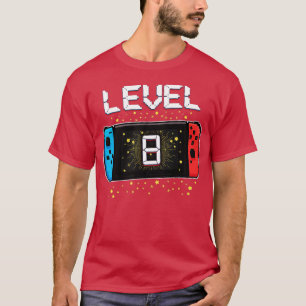 Camiseta Nível 8 Aniversário Gaming de 8 anos Videos games