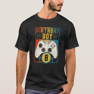 Camiseta Nível 8 Aniversário Garoto de 8 anos Videos games