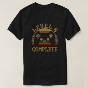 Camiseta Nível 8 Completo 8º Aniversário Gamer de Vídeo
