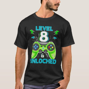 Camiseta Nível 8 Crianças De Aniversário Desbloqueadas 8º J