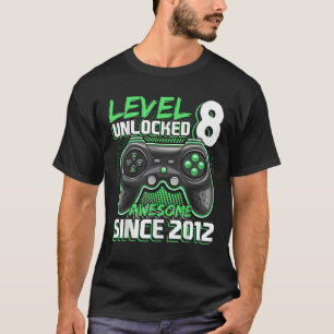 Camiseta Nível 8 Desbloqueado Incrível 2012 Vídeo Jogo 8. º