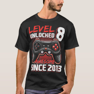Camiseta Nível 8 Desbloqueado Incrível 2013 Vídeo Jogo 8
