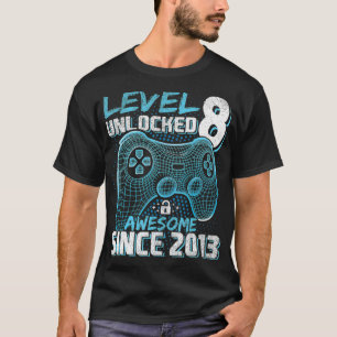 Camiseta Nível 8 Desbloqueado Incrível 2013 Vídeo Jogo 8