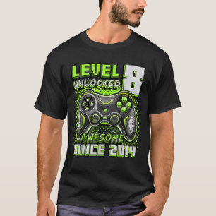 Camiseta Nível 8 Desbloqueado Incrível 2014 Vídeo Game 8.º 