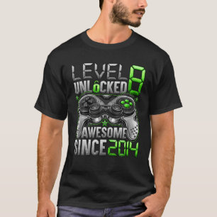 Camiseta Nível 8 Desbloqueado Incrível Desde 2014 8º Aniver