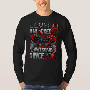 Camiseta Nível 8 Desbloqueado Incrível Desde 2014 8.º Anive