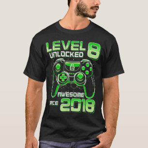 Camiseta Nível 8 Desbloqueado Incrível Desde 2018 Aniversár