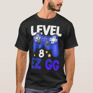 Camiseta Nível 8 EZ GG 8th Gamer Boy Teenager Controller Bi
