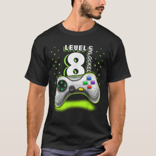 Camiseta Nível 8 Jogador de vídeo desbloqueado 8º Aniversár