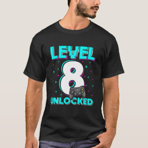 Camiseta Nível 8 Jogo De Vídeo Desbloqueado 8º Aniversário