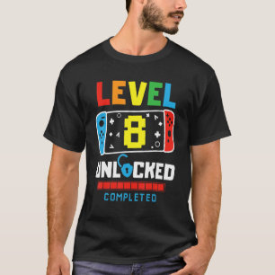 Camiseta Nível 8 Jogo Desbloqueado Concluído Feliz 8º Anive