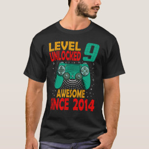 Camiseta Nível 9 Bloqueado Aniversário 9º Aniversário Jogad