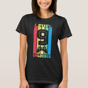 Camiseta Nível 9 Criança de Nove Anos de Aniversário Des