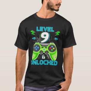 Camiseta Nível 9 Crianças De Aniversário Desbloqueadas 9
