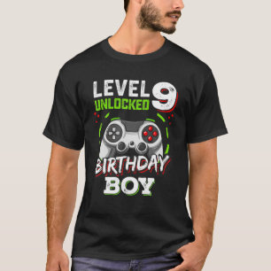 Camiseta Nível 9 de jogador de vídeo de garoto de aniversár