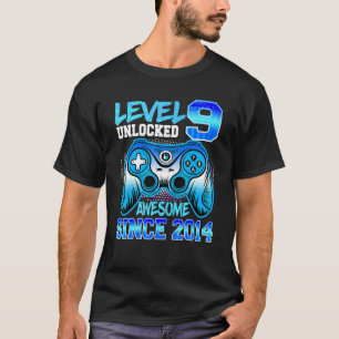 Camiseta Nível 9 Desbloqueado 9º aniversário incrível desde