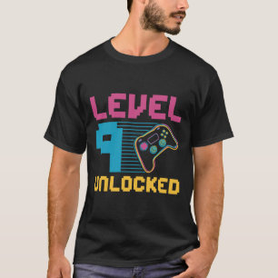 Camiseta Nível 9 Desbloqueado Aniversário de Jogos 1
