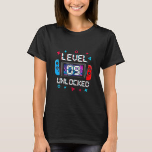 Camiseta Nível 9 Desbloqueado Gamer Aniversário de 9 anos P