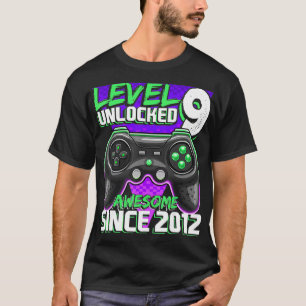 Camiseta Nível 9 Desbloqueado Incrível 2012 Vídeo Game 9.º