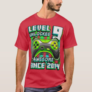 Camiseta Nível 9 Desbloqueado Incrível 2014 Vídeo Game 9.º